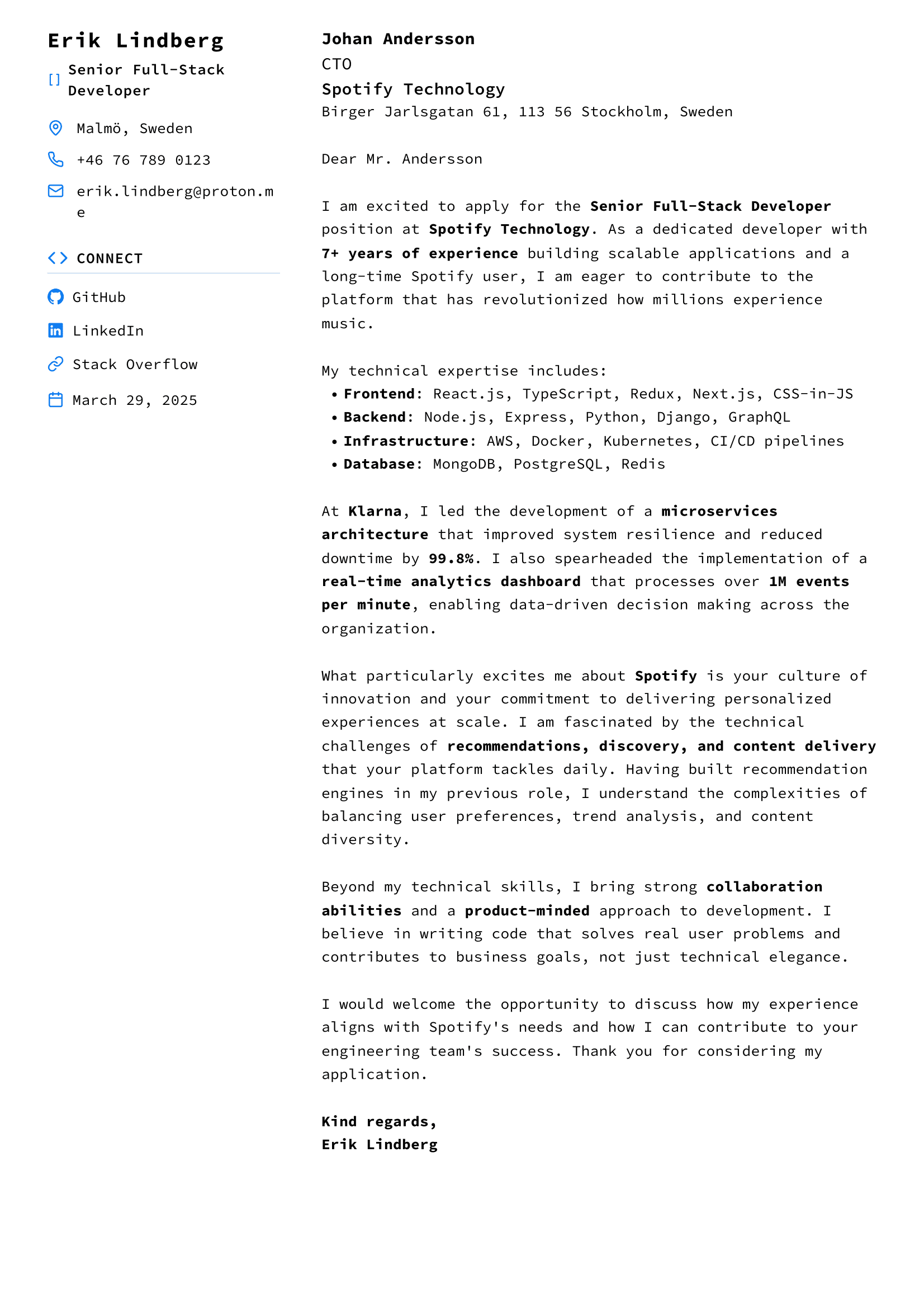 Kodare cover letter template