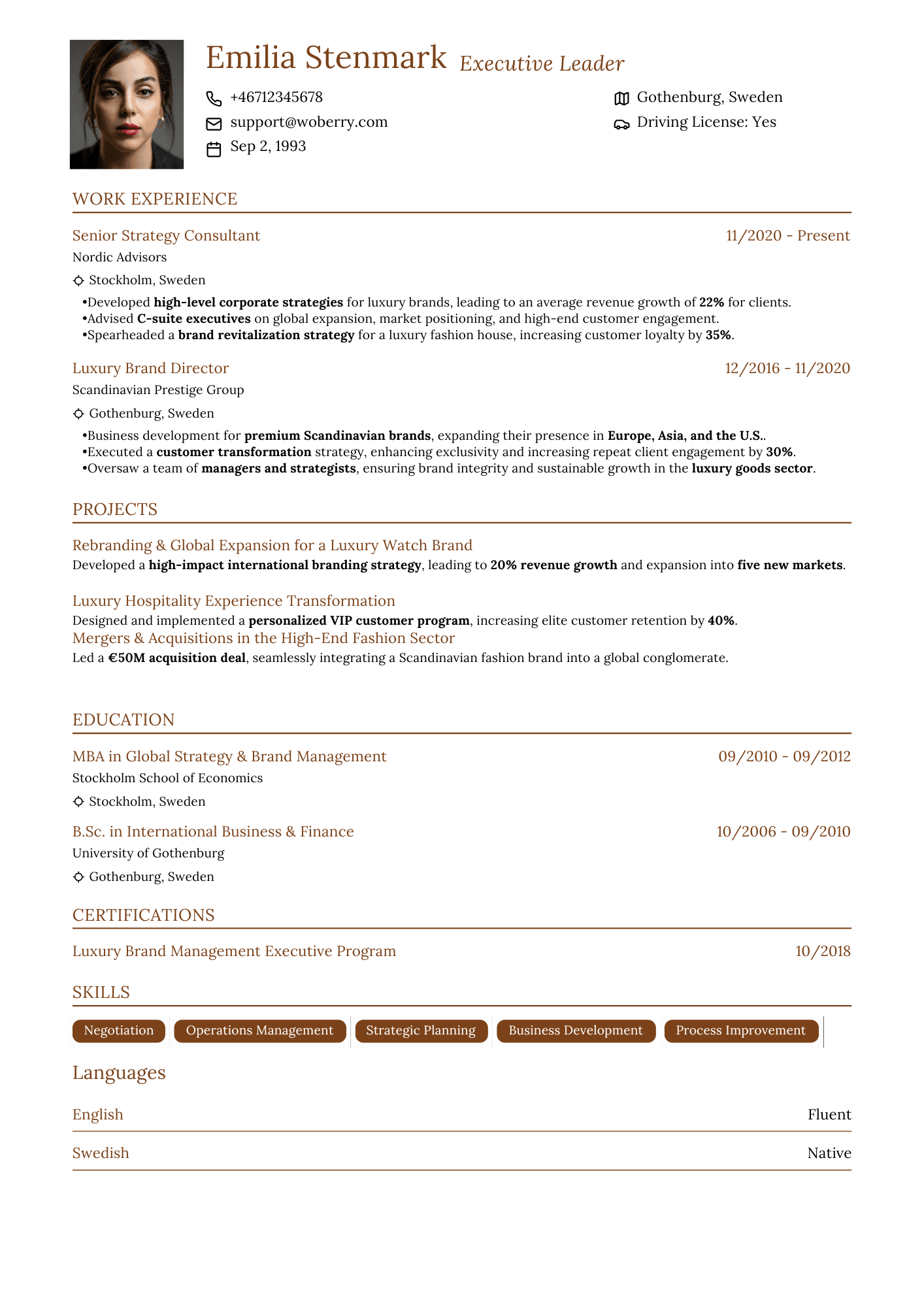 Avenyn resume template