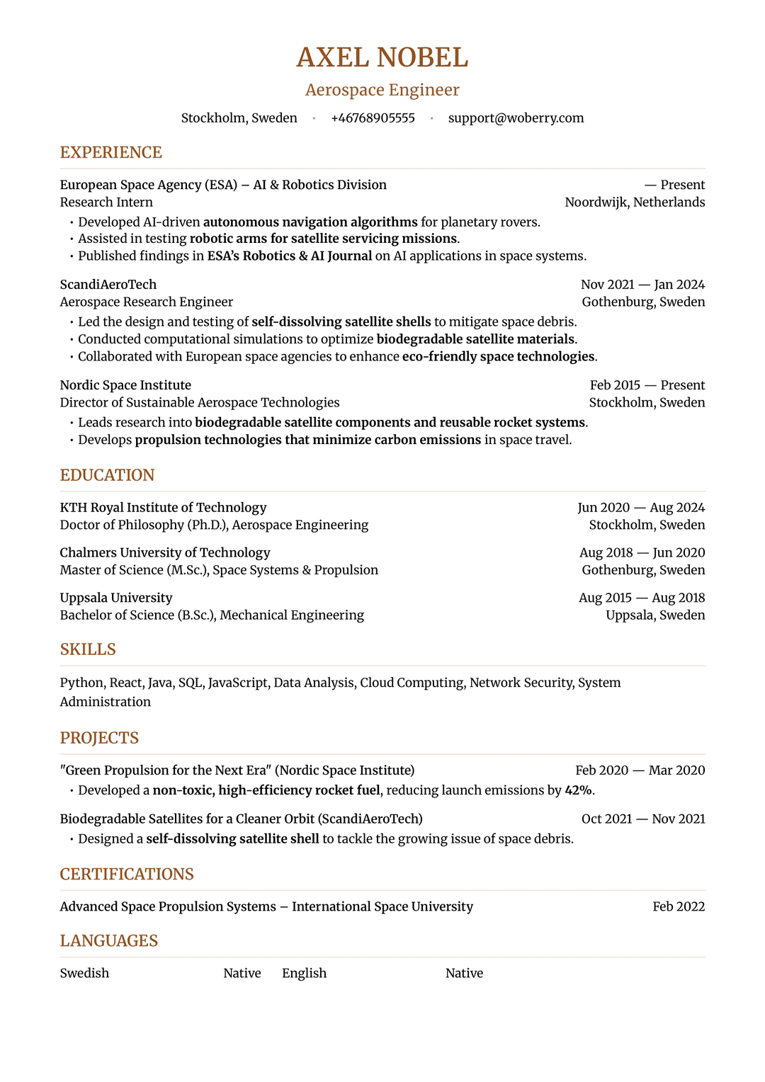 Nobel Resume Template