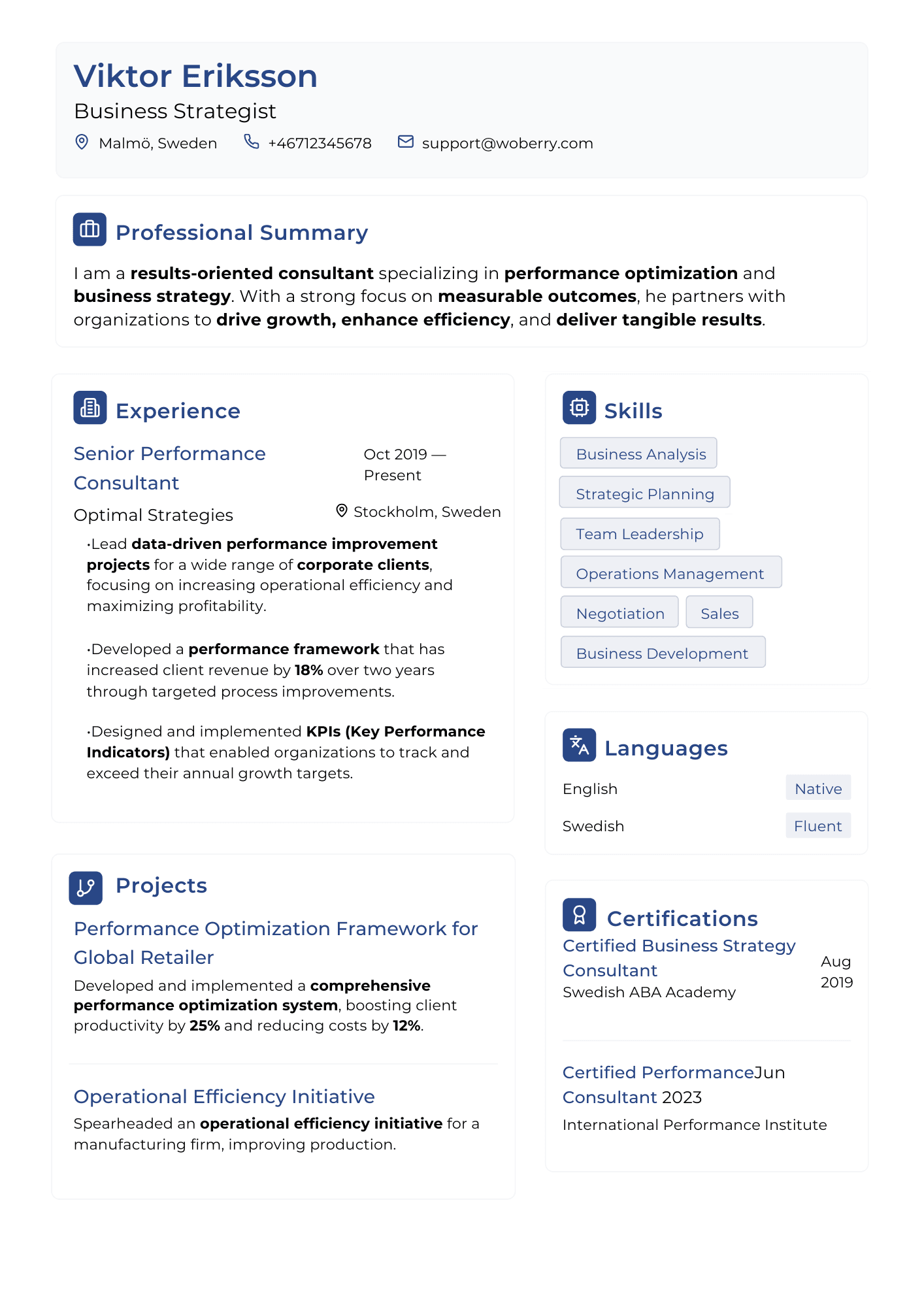 Resultat resume template