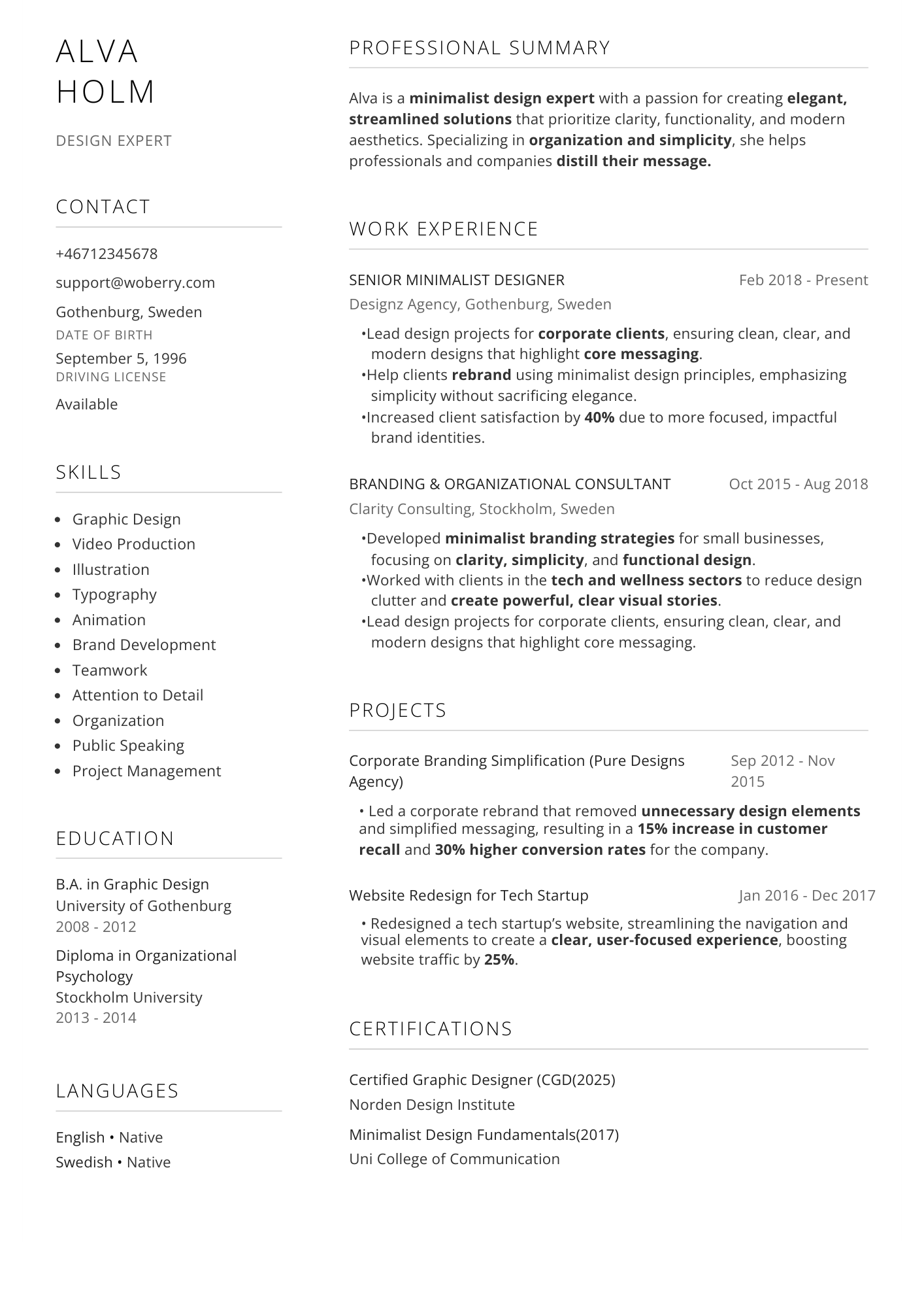 Minimalt Resume Template